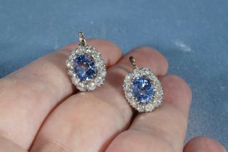 ANTIQUE FRENCH VICTORIAN 18K GOLD OLD CUT DIAMOND AQUAMARINE EARRINGS 6