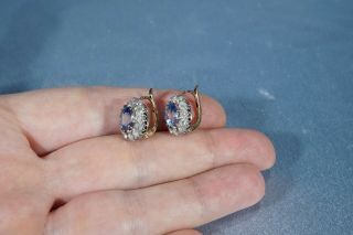 ANTIQUE FRENCH VICTORIAN 18K GOLD OLD CUT DIAMOND AQUAMARINE EARRINGS 7