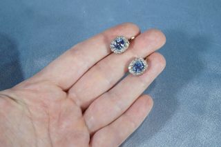 ANTIQUE FRENCH VICTORIAN 18K GOLD OLD CUT DIAMOND AQUAMARINE EARRINGS 8