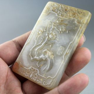 3.  1  China old jade Chinese hand - carved winter plum blossom jade pendant 1269 3