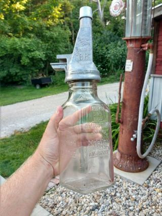 Vintage Mobiloil Gargoyle Diamond “bb” Oil Bottle Filpruf One Quart