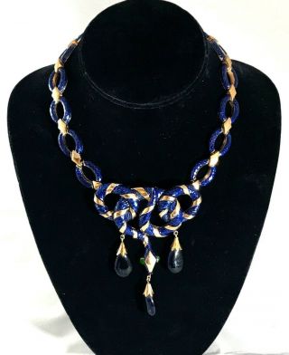 TRIFARI Alfred Philippe Garden of Eden Blue Enamel & Pendants Snake Necklace 2