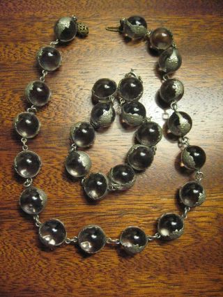 Estate Antique Sterling Pools Of Light Necklace And Bracelet