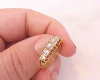 18ct Gold Diamond Ring,  Edwardian 1901 5 Stone Old Mined Cut 18k 750