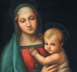 Antique 1781 Oil Painting of Raphael’s Madonna Del Granduca Mary & Baby Jesus 2