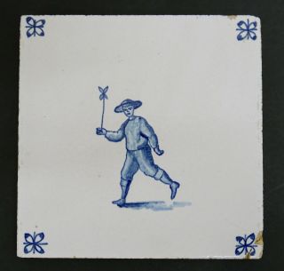 Vintage Dutch Tile Boy With Pinwheel Alphen Aan Den Rijn Holland