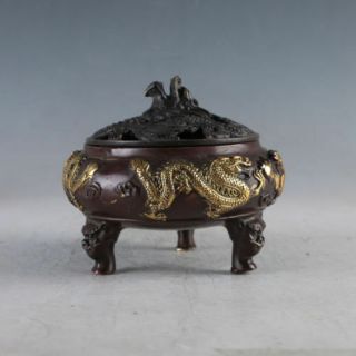 Chinese Gilt Copper Dragon Incense Burners Made During The Qianlong