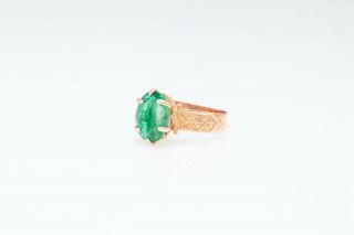Vintage 1940s $5000 4ct Colombian Emerald 14k Rose Gold Band Ring 2
