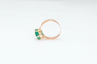 Vintage 1940s $5000 4ct Colombian Emerald 14k Rose Gold Band Ring 4