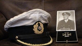 Rare Ww2 Wwii Wh Kriegsmarine Navy Lieutenant Officer Captain Visor Hat Cap