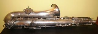 Vintage 1924 Silver Buescher True Tone Low Pitch Saxophone w/ Gold Bell 157557 11