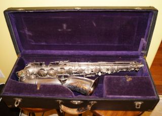Vintage 1924 Silver Buescher True Tone Low Pitch Saxophone w/ Gold Bell 157557 12