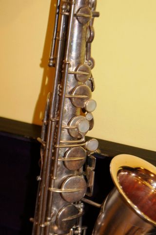 Vintage 1924 Silver Buescher True Tone Low Pitch Saxophone w/ Gold Bell 157557 2
