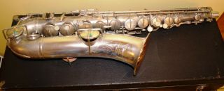 Vintage 1924 Silver Buescher True Tone Low Pitch Saxophone w/ Gold Bell 157557 8
