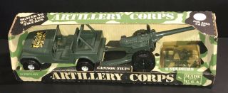 Vintage Tim Mee Toy Artillery Corps Jeep Cannon Vehicle With Figures @@