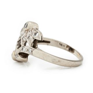 Antique Vintage Art Deco 14k White Gold 0.  68 Ct Diamond Wedding Band Ring S 7.  25 5