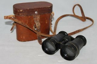 Antique Military Binoculars W/ Case Deraisme A Paris 71085