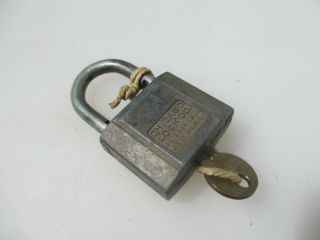 Vintage Metal Padlock Lock Key Chicago Lock Co.  USA US Old Brass Key 2