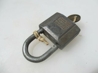 Vintage Metal Padlock Lock Key Chicago Lock Co.  USA US Old Brass Key 3