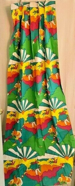 VINTAGE FOUR PANELS PETER MAX PSYCHEDELIC DRAPES 1970s - RARE 3