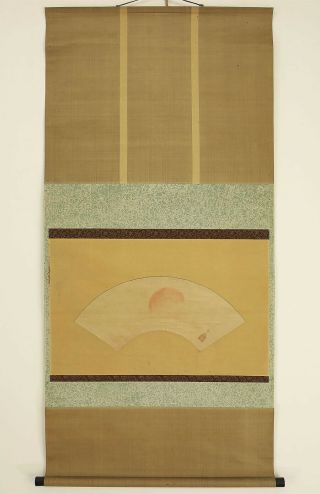 掛軸1967 Japanese Hanging Scroll " Fan Surface Rising Sun " @n343