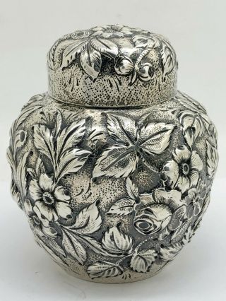 S.  Kirk & Son Inc.  Sterling Silver Repousse Floral Tea Caddy 2