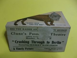 Extremely Rare 1918 WWI Movie Ad - Crashing Through to Berlin - Pasadena,  CA 3