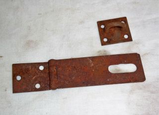 Antique Barn Farm Gate Door Cast Iron Hinged Safety Hasp Latch Lock 6 1/4 " Long