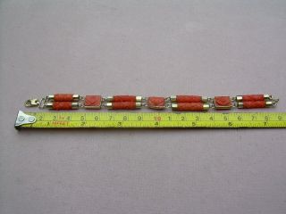 Antique Victorian Carved Natural Red Coral Bracelet 9ct Gold Fittings 9