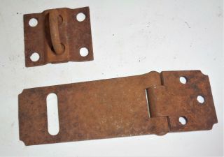 Antique Stanley Gate Door Cast Iron Hinged Safety Hasp Latch Lock 4 3/4 " Long