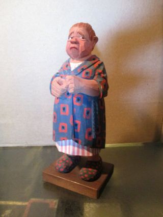 Large Co Trygg Sweden Wood Carving Woman With Rolling Pin