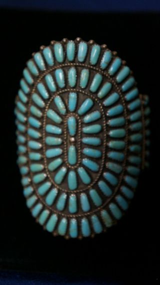 Vintage Navajo Sterling Silver and Turquoise Cuff Bracelet Marked 