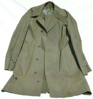 Us Army Raincoat Nylon Rubber Coated Green U.  S.  Ww2 Coat Usa Wwii