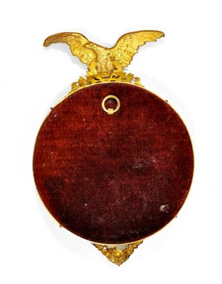 Antique Small Convex Mirror Gold Finish Brass Ornate Frame w/ Eagle 6