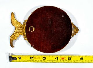 Antique Small Convex Mirror Gold Finish Brass Ornate Frame w/ Eagle 7