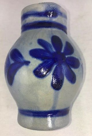 WESTERWALD Salt Glazed Blue White Stoneware Ovoid Creamer Pitcher Flower Ewer 2