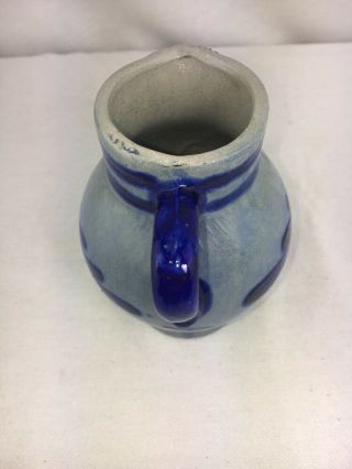 WESTERWALD Salt Glazed Blue White Stoneware Ovoid Creamer Pitcher Flower Ewer 5