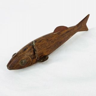 Vintage Hand Carved Wood Ice Fishing Decoy Lure Antique Folk Art 6 "