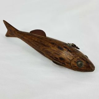 Vintage Hand Carved Wood Ice Fishing Decoy Lure Antique Folk Art 6 
