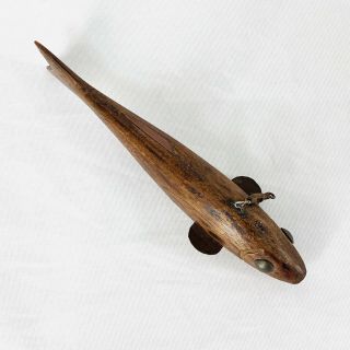 Vintage Hand Carved Wood Ice Fishing Decoy Lure Antique Folk Art 6 