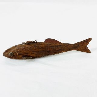 Vintage Hand Carved Wood Ice Fishing Decoy Lure Antique Folk Art 6 