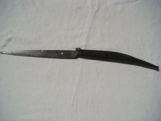 VINTAGE ITALIAN NAVAJA FOLDING KNIFE HORN HANDLE ETCHED BLADE 2