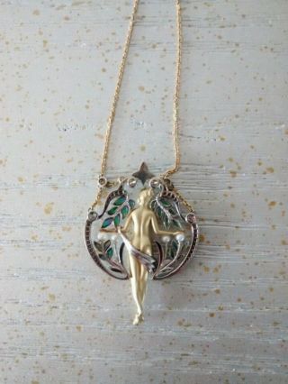 VINTAGE 18K GOLDEN PENDANT WITH DIAMONDS AND PEARLS / Replicate Of Rene Lalique 3