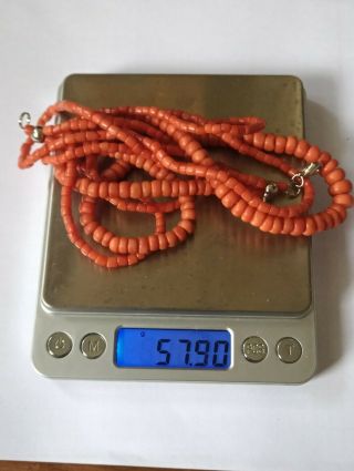 Antique Vintage Old Natural Coral Undyed Beads Necklace Russian 57 Gramm