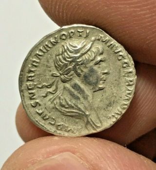 Ancient Roman Silver Coin Denarius Trajan 2.  6gr 18.  7mm
