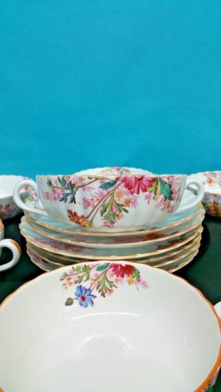 Set of 6 Vintage Spode Chelsea Garden Flat Soup Bowl and Saucer R - 9781 2