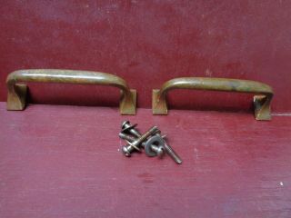2 More Avail Antique Solid Brass Off Set Cabinet Door Drawer Win Lift Handle 2