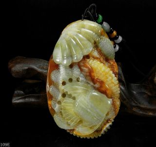 100 Natural Hand - Carved Jade Pendant Jadeite Necklace Shell&angel Fish 109e