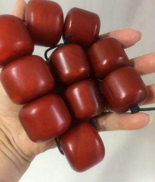 Cherry Bakelite Necklace (faturan,  Amber) Imitation Vintage Necklace 321g