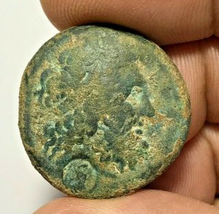 Ancient Greek Ptolemy Bronze Coin Philometor With Count Mark 15.  8gr 28.  8mm